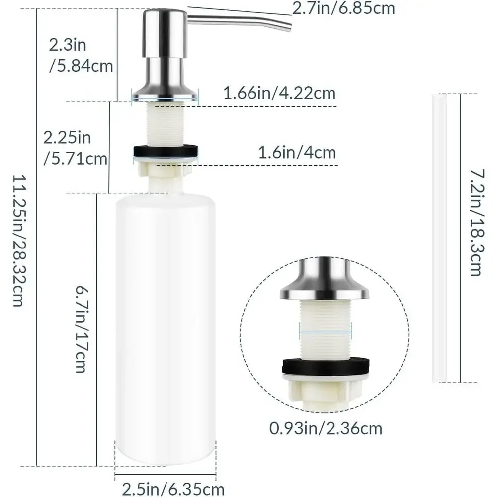 Soap Dispenser for Kitchen Sink Stainless Steel with 17OZ Liquid Bottle (Silver)